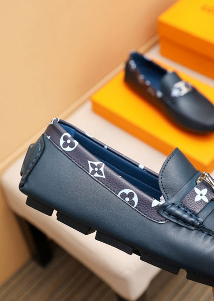 Premium Blue Men’s Designer Loafers with Metal Logo Detail