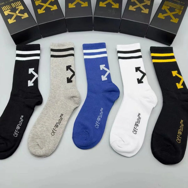 Trendy Arrow Design Crew Socks – Premium Street Style (Pack of 5)