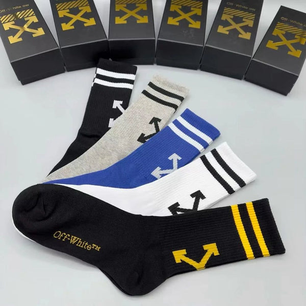 Trendy Arrow Design Crew Socks – Premium Street Style (Pack of 5)