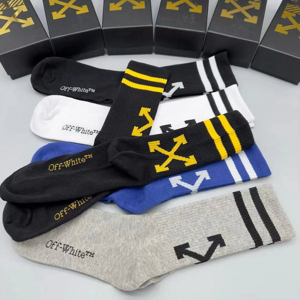 Trendy Arrow Design Crew Socks – Premium Street Style (Pack of 5)