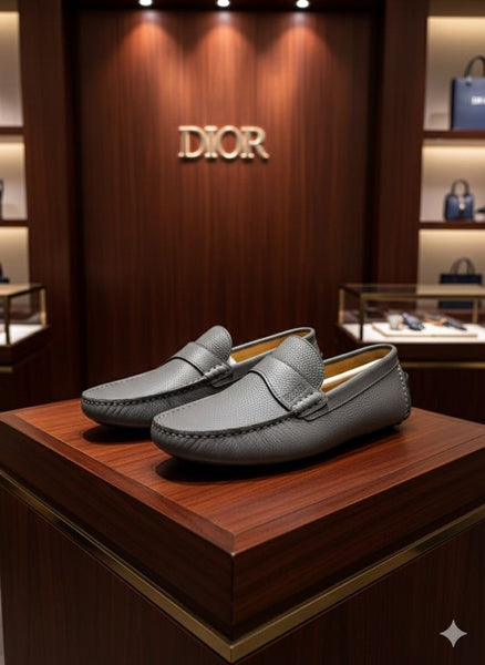 Men’s Premium Grey Leather Loafers Classic Luxury Comfort Shoes