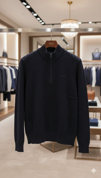 Premium Navy Half-Zip Sweatshirt Smart Casual Essential