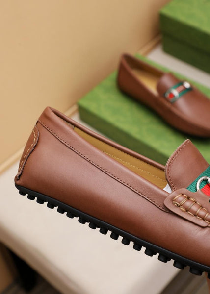 Elegant Stylish Brown Leather Loafers Classic Luxury Slip-On Shoes