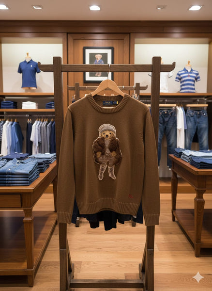 Luxury Classic Teddy Bear Graphic Knit Sweater