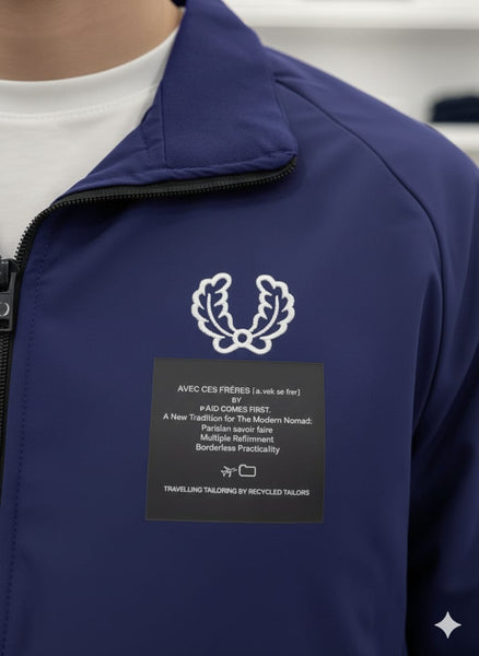 Men’s Navy Blue Zip-Up Casual Jacket with Logo Detail