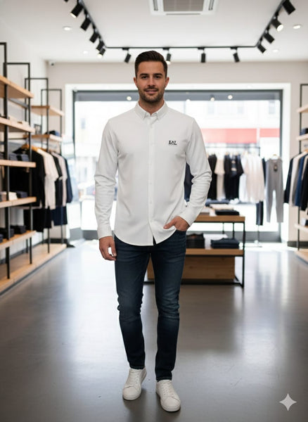 Men’s Solid White Formal Shirt with Premium Button Closure