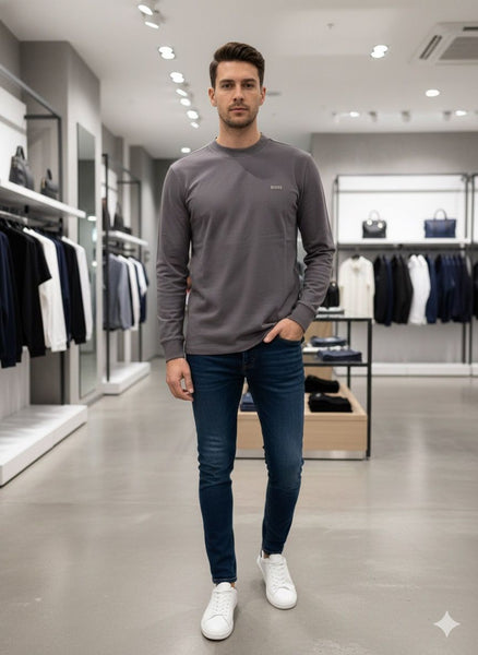 Men’s Classic Grey Crew Neck Sweatshirt Minimal & Stylish