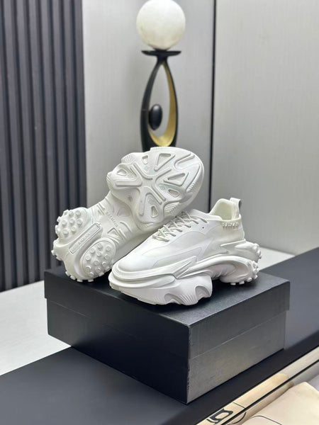 Men’s Premium All-White Chunky Sole Sneakers Modern Sports Style