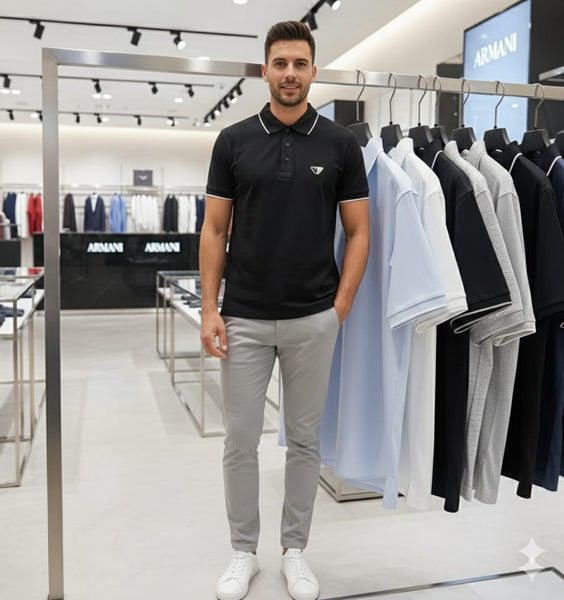 Luxury Imported  Black Polo T-Shirt, Smart Casual Fit