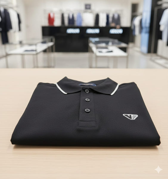 Luxury Imported  Black Polo T-Shirt, Smart Casual Fit
