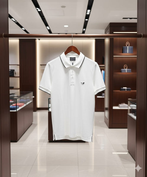 Men’s Premium White Polo T-Shirt, Smart Casual Fit