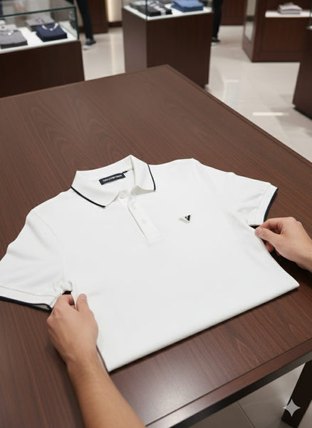 Men’s Premium White Polo T-Shirt, Smart Casual Fit