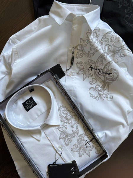 Men’s Premium Designer Shirt with Elegant Floral Print Detail
