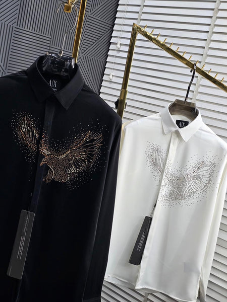 Men’s Premium Designer Shirt with Eagle Crystal Artwork