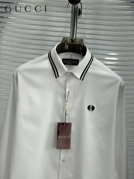 Classic White Designer Shirt with Signature Trim