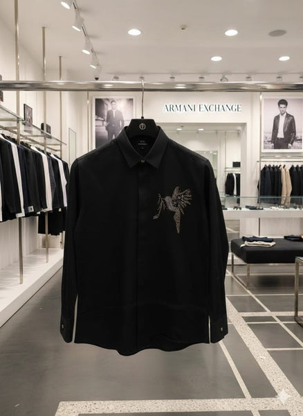 Premium Black Shirt Elegant Angel Wing Design