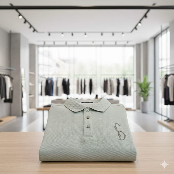 Premium Mint Green Polo T-Shirt with Minimal Logo Detail