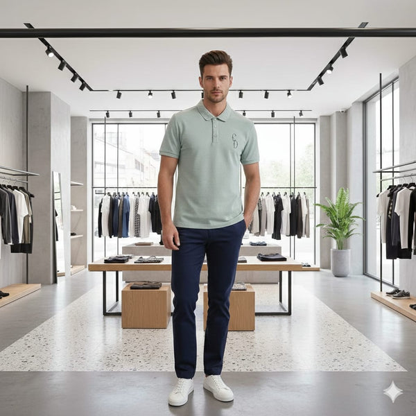 Premium Mint Green Polo T-Shirt with Minimal Logo Detail