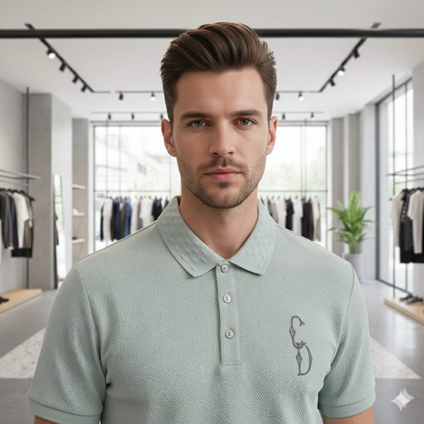 Premium Mint Green Polo T-Shirt with Minimal Logo Detail