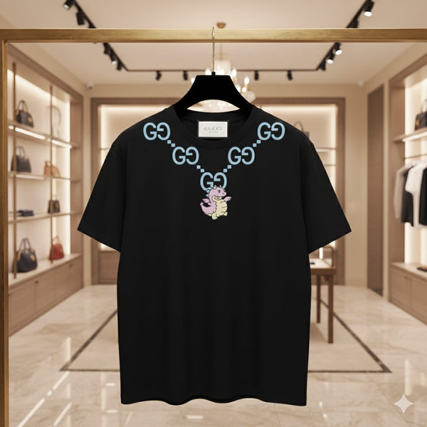Luxury Black Graphic T-Shirt with Iconic Pattern Detail