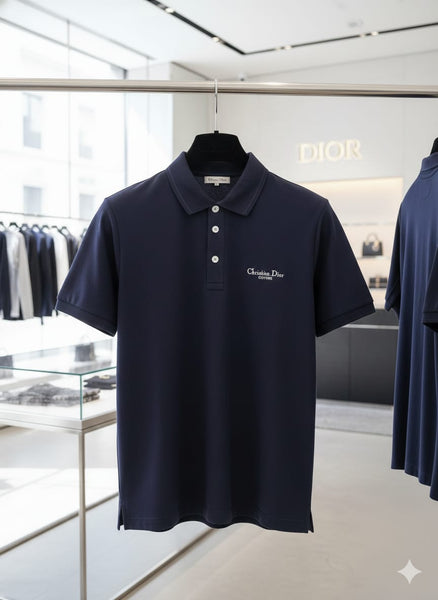 Elegant Navy Blue Polo with Minimal Logo