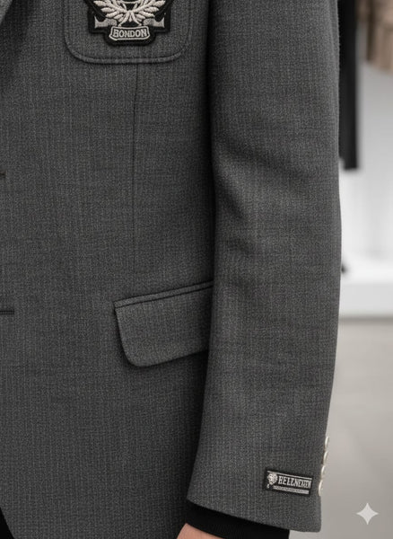 Luxury Grey Designer Blazer for Men  Classic Single Button Formal Jacket