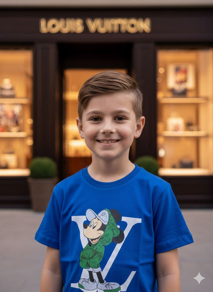Premium Cool Blue Cartoon Style Kids T-Shirt