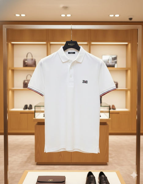 Classic White Polo T-Shirt with Contrast Sleeve Detail  Everyday Smart Wear