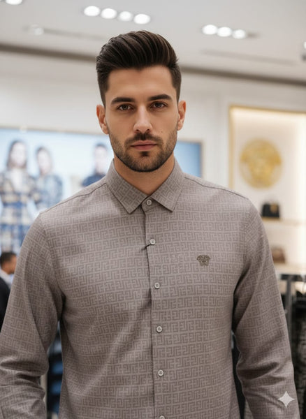 Premium Patterned Formal Shirts for Men  Elegant Blue & Grey Edition