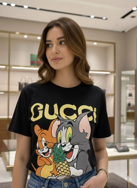 Luxury Imported  Graphic Women’s Black T-Shirt