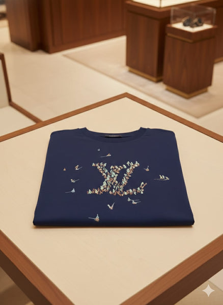 Elegant Brand Navy  Graphic Printed Drop Shoulder T-Shirt