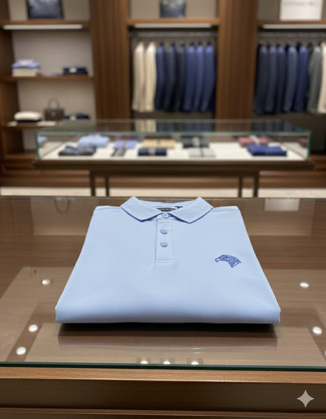 Men’s Premium Light Blue Polo T-Shirt with Signature Logo
