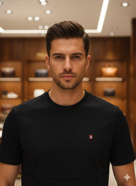 Premium  Classic Solid Black Crew Neck T-Shirt