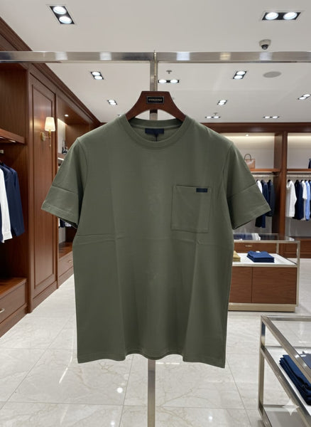 Luxury Brand  Olive Green Pocket Detail T-Shirt