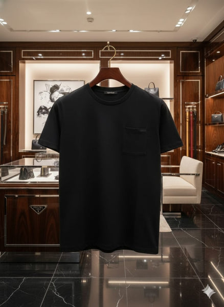 Premium Black Pocket Detail Crew Neck T-Shirt