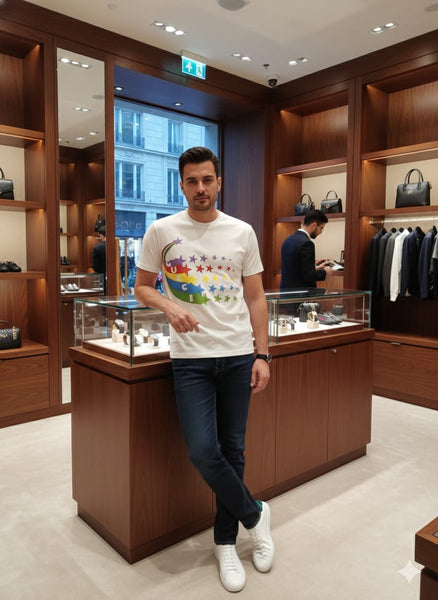Rainbow Star Graphic T-Shirt Bold Luxury with Playful Style