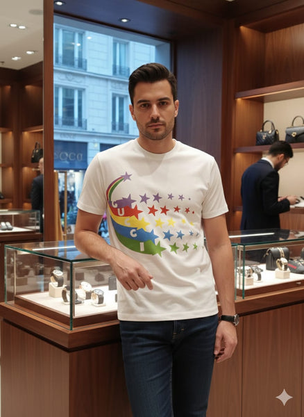 Rainbow Star Graphic T-Shirt Bold Luxury with Playful Style