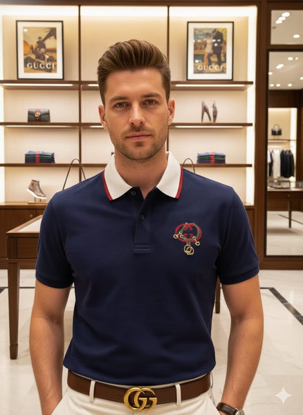 Exclusive Polo T-Shirt with Contrast Collar & Chest Embroidery