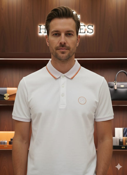Exclusive Imported White Polo Shirt with Contrast Trim
