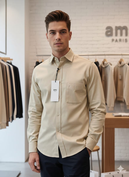 Premium Classic Beige Smart-Casual Shirt
