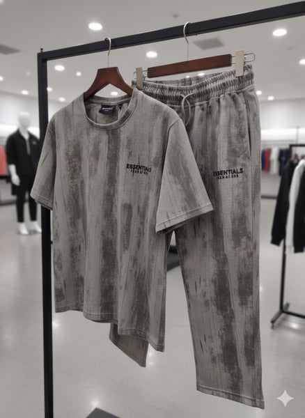 Men’s Grey Printed T-Shirt & Track pant Set Casual Comfort Wear