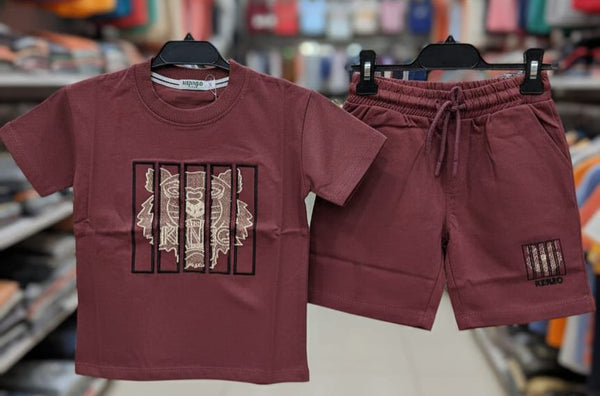 Kids Maroon T-Shirt & Shorts Set Smart & Comfy Look