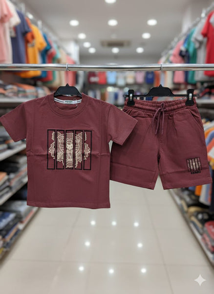 Kids Maroon T-Shirt & Shorts Set Smart & Comfy Look