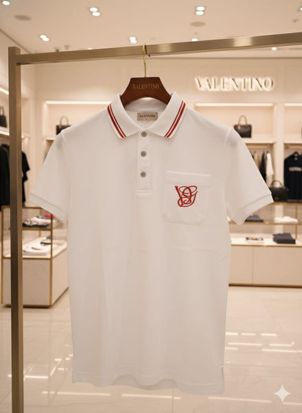 Exclusive Brand  Classic White Polo T-Shirt with Red Signature Logo