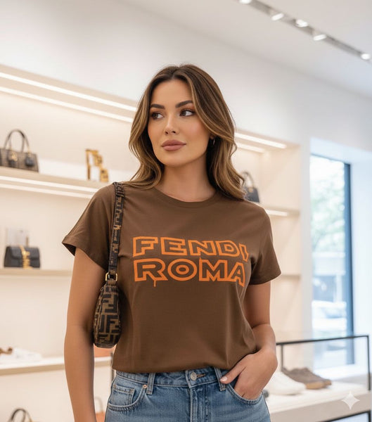 Women’s Brown Graphic T-Shirt  Trendy Casual Everyday Wear
