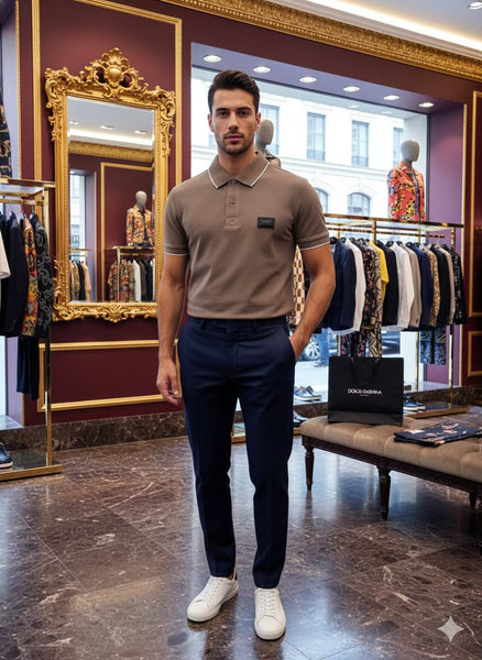 Men’s Premium Textured Polo T-Shirt  Classic Collar Casual Comfort Fit
