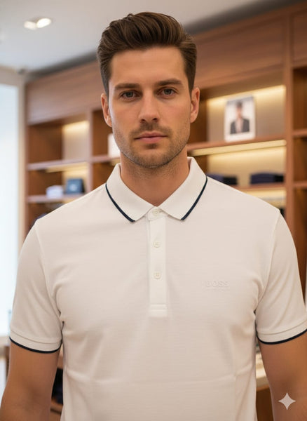 Luxury White Polo T-Shirt – Elegant Smart Casual Style
