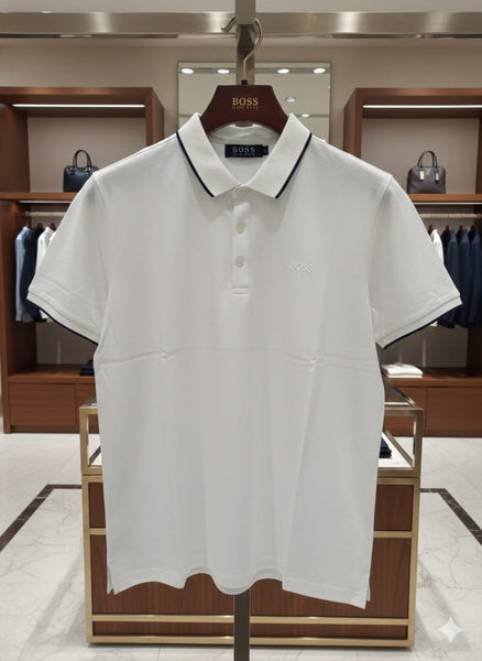 Luxury White Polo T-Shirt – Elegant Smart Casual Style