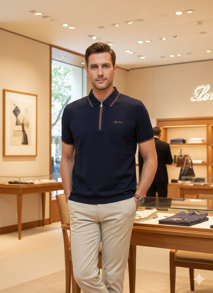 Luxury Zip Collar Polo T-Shirt  Premium Smart Casual Wear