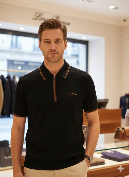Luxury Zip-Neck Polo T-Shirt  Premium Smart Casual Collection